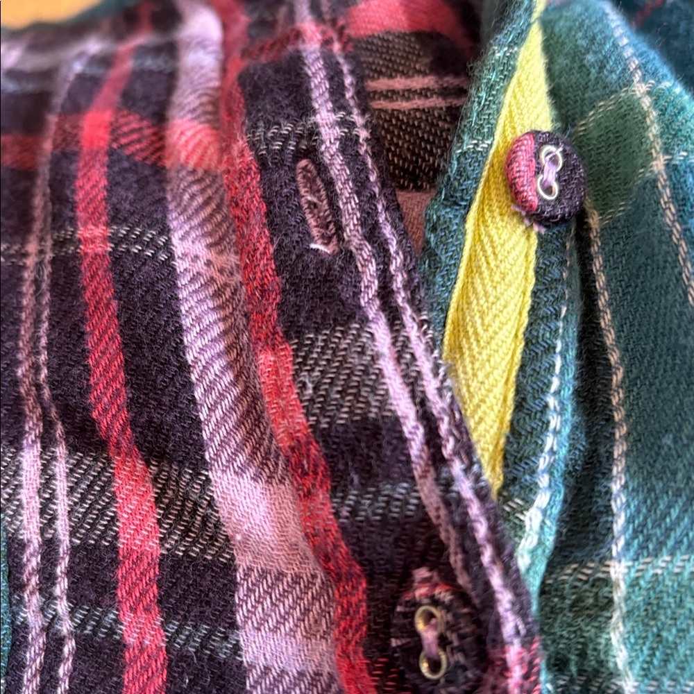 Sundance Plaid Patchwork Flannel Button Down Shir… - image 8